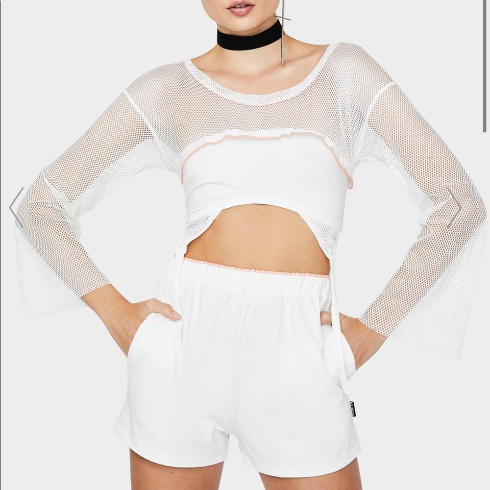White fishnet set